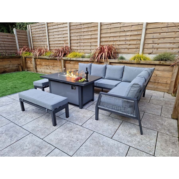 Signature Weave Bettina Corner Dining with Gas Fire Pit Grey - Image 19