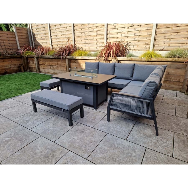 Signature Weave Bettina Corner Dining with Gas Fire Pit Grey - Image 5