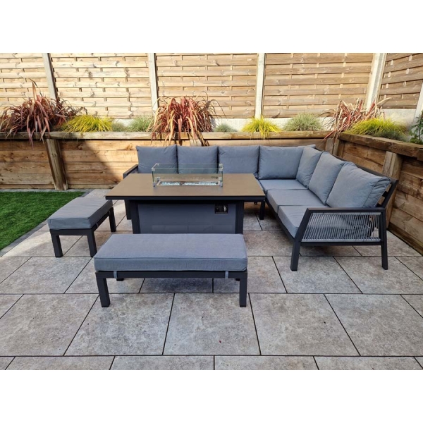 Signature Weave Bettina Corner Dining with Gas Fire Pit Grey - Image 6