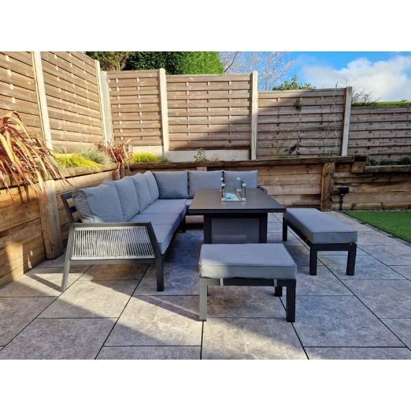 Signature Weave Bettina Corner Dining with Gas Fire Pit Grey - Image 8