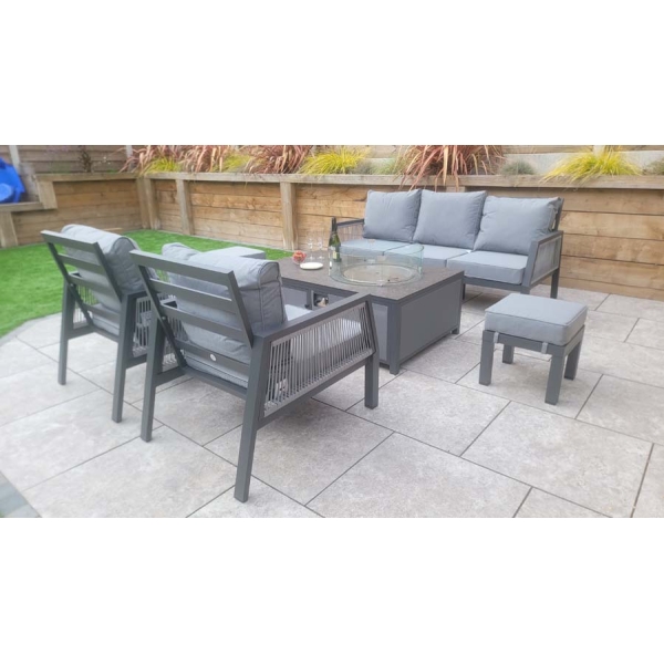 Signature Weave Bettina 3 Seat Sofa + 2 Armchairs & Gas fire Pit Table - Image 9