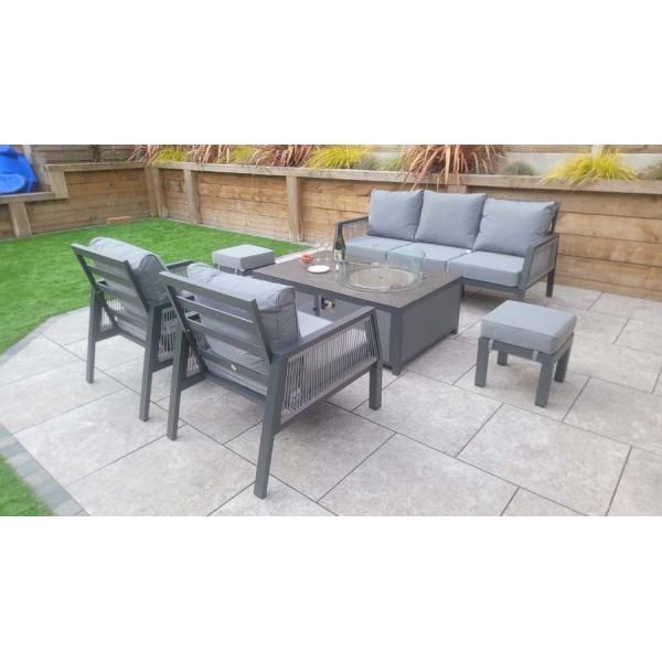 Signature Weave Bettina 3 Seat Sofa + 2 Armchairs & Gas fire Pit Table - Image 10
