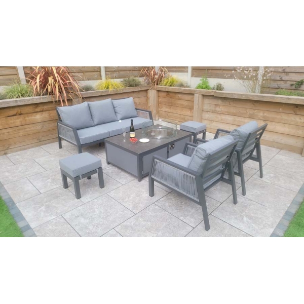 Signature Weave Bettina 3 Seat Sofa + 2 Armchairs & Gas fire Pit Table - Image 11