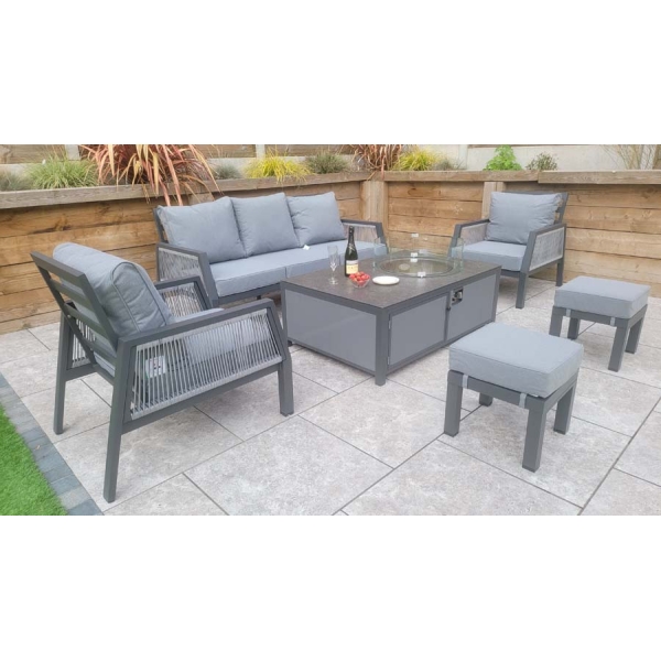 Signature Weave Bettina 3 Seat Sofa + 2 Armchairs & Gas fire Pit Table - Image 3