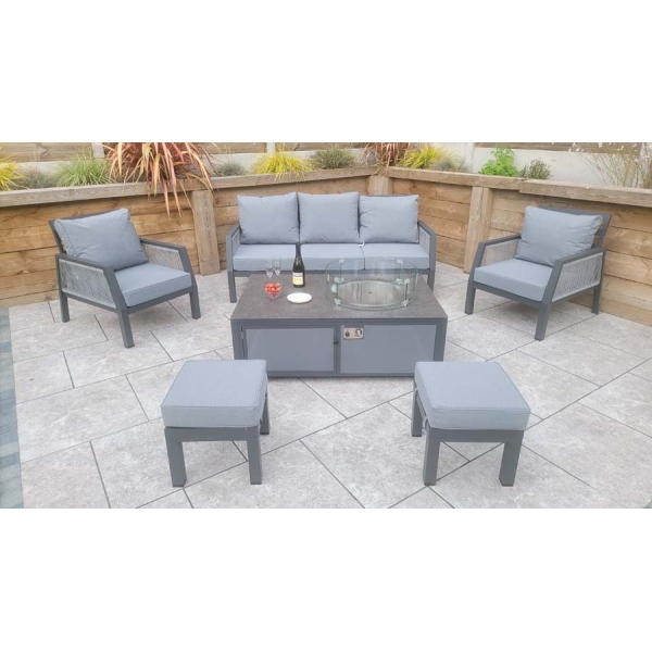 Signature Weave Bettina 3 Seat Sofa + 2 Armchairs & Gas fire Pit Table - Image 7