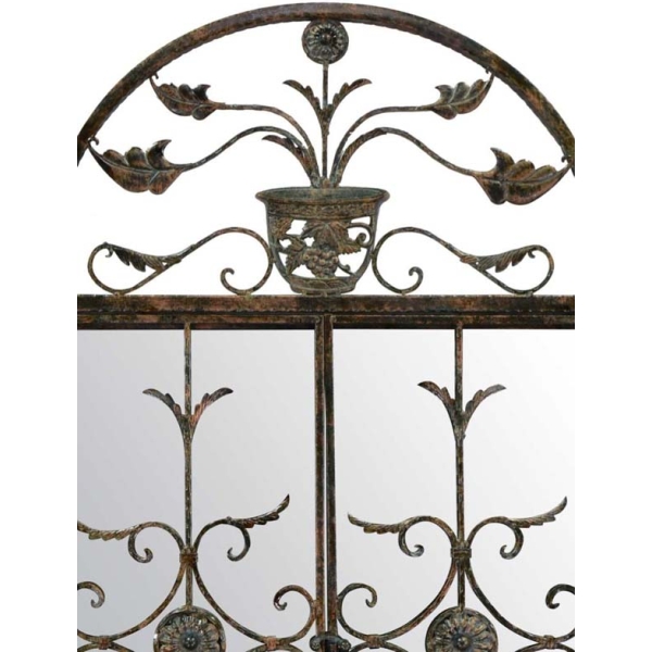 Aura Mirrors The Dorset - Dark Metal Rustic Framed Arched Wall Mirror with Opening Doors 51" X 52" (130CM X 132CM max). Closed doors 51" X 28" (130cm X 69cm). - Image 8