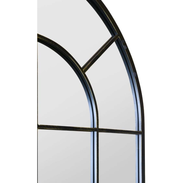 Aura Mirrors The Arcus - Antique Black Framed Arched Window Garden Mirror 71"x33.5" 180x85CM - Image 8