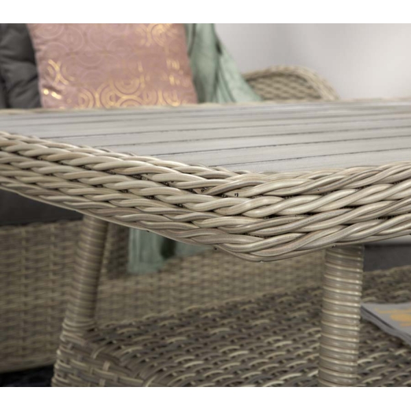 Signature Weave Meghan Four-Seat Sofa Set With Supper Table in Cream Grey wicker with pale grey cushions. - Image 7