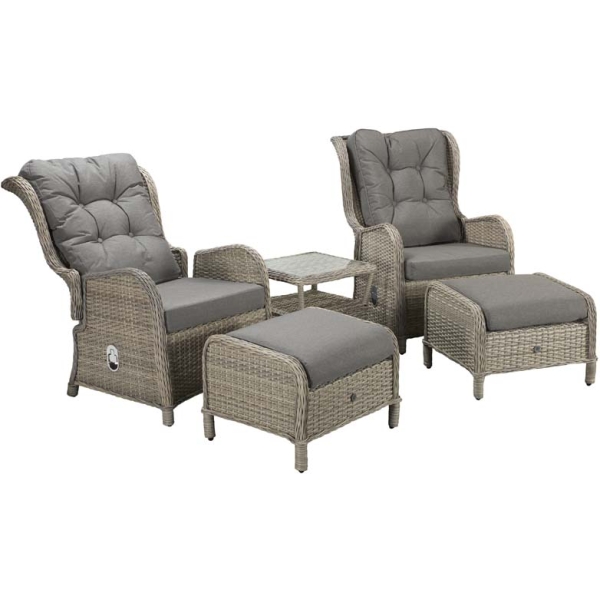 Signature Weave Meghan Cream Grey Rattan Reclining Lounge Set - Image 4