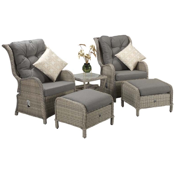 Signature Weave Meghan Cream Grey Rattan Reclining Lounge Set - Image 6