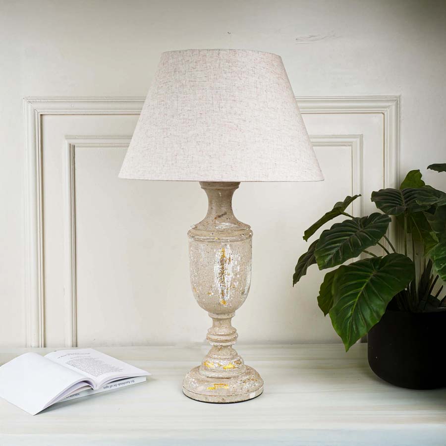 Xavier Home Clarissa Distressed Beige Wooden Table Lamp
