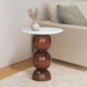 Xavier Home Off White Marble Top End Table