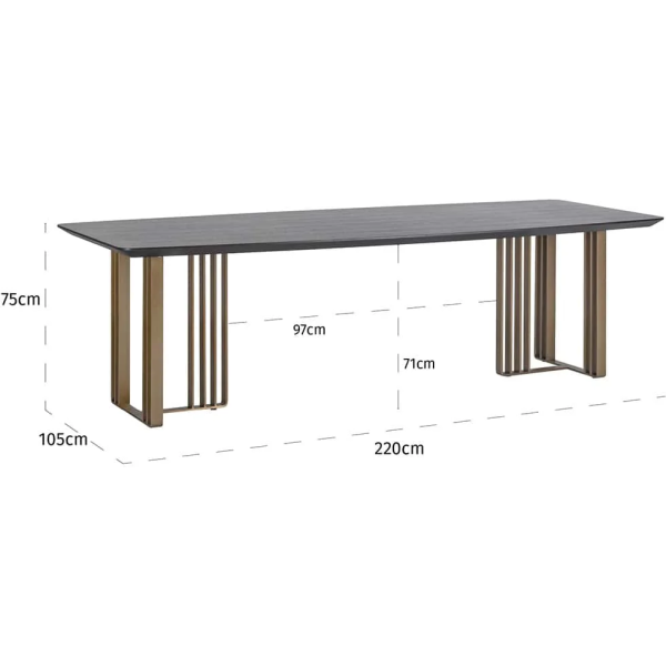 Richmond Interiors Maverick Dining Table 220cm - Charcoal - Image 5