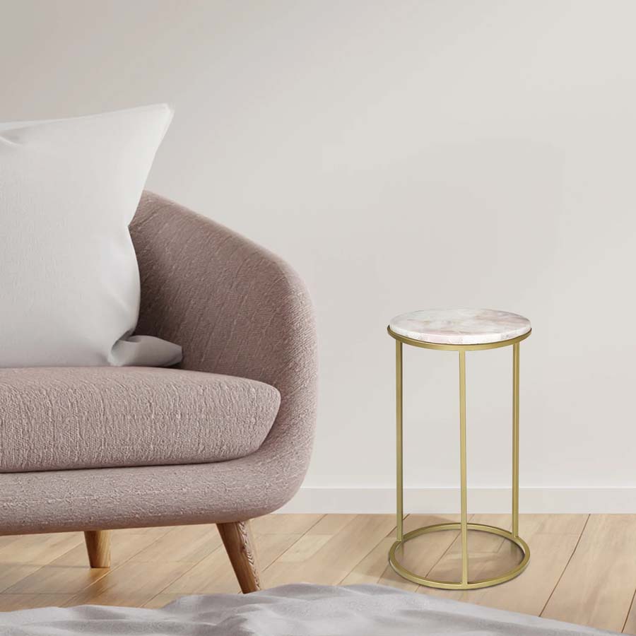 Xavier Home Greta Rose Quartz End Table