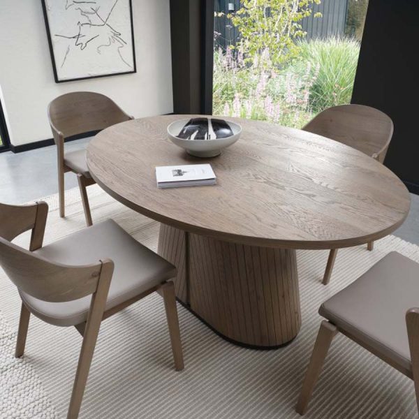 Bentley Designs Vega Grey Oiled Oak & Peppercorn 4 Seater Table