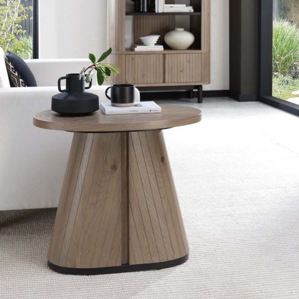 Bentley Designs Vega Grey Oiled Oak & Peppercorn Oval Lamp Table
