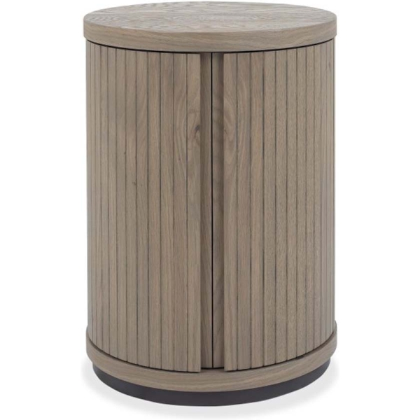 Bentley Designs Vega Grey Oiled Oak & Peppercorn Round Lamp Table - Image 4