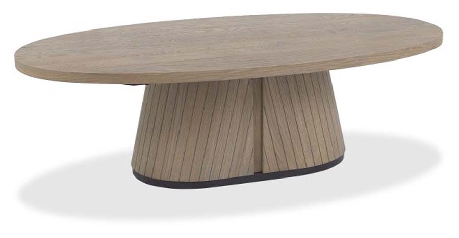 Bentley Designs Vega Grey Oiled Oak & Peppercorn Oval Coffee Table