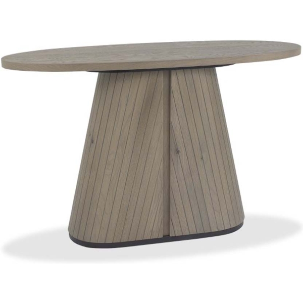 Bentley Designs Vega Grey Oiled Oak & Peppercorn Oval Console Table - Image 3