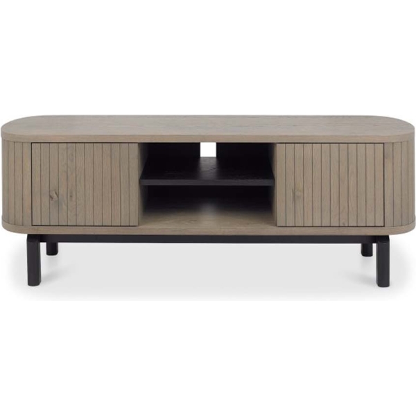 Bentley Designs Vega Grey Oiled Oak & Peppercorn Entertainment Unit - Image 4