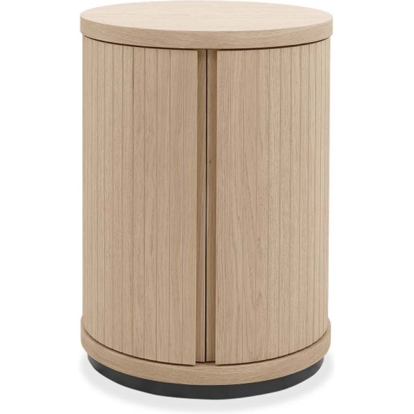 Bentley Designs Vega Scandi Oak & Peppercorn Round Lamp Table - Image 3