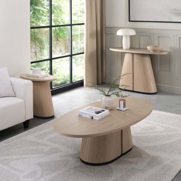 Bentley Designs Vega Scandi Oak & Peppercorn Oval Console Table - Image 5