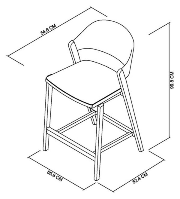 Bentley Designs Vega Grey Oiled Oak Bar Stool - Available in 2 Colours - Image 4