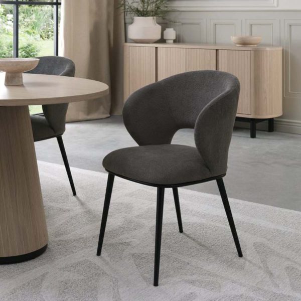 Bentley Designs Luca Faux Leather Chair with Matt Black Legs (Pair) - Available in 5 Colours - Image 2