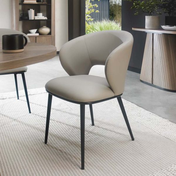 Bentley Designs Luca Faux Leather Chair with Matt Black Legs (Pair) - Available in 5 Colours - Image 5