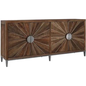 Fifty Five Avenue Star Burst Recycled Elm Wood Sideboard