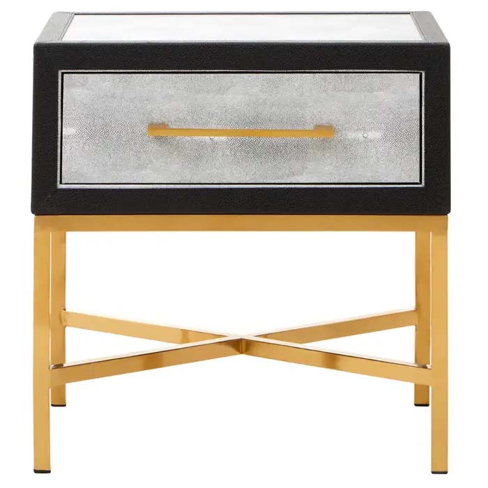Fifty Five Avenue Kyoto Grey Faux Shagreen1 Drawer Side Table