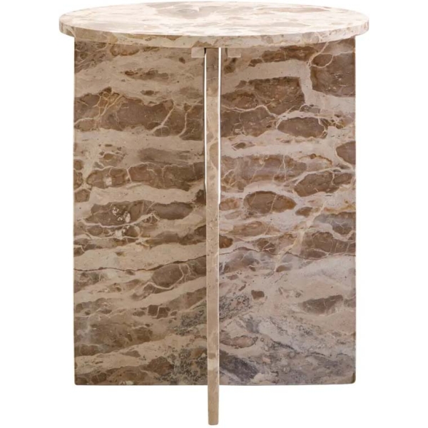 Fifty Five Avenue Santino Round Chocolate Marble Side Table - Image 3