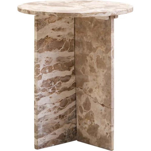 Fifty Five Avenue Santino Round Chocolate Marble Side Table