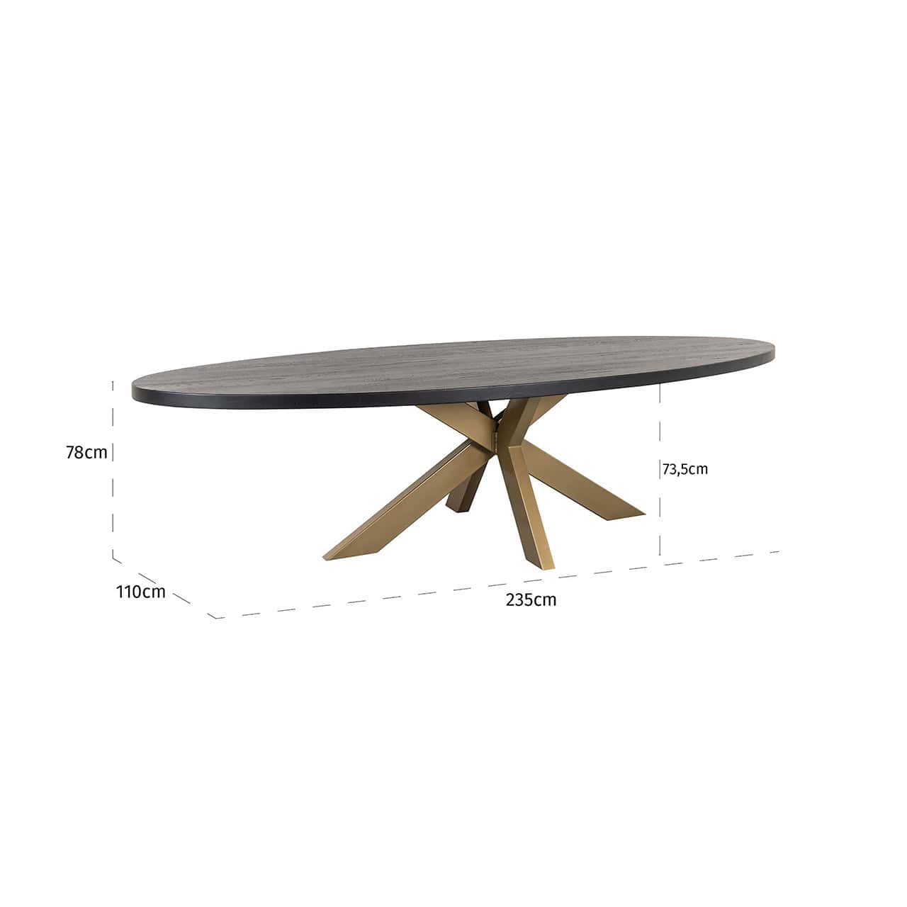 Richmond Interiors Watson Dining Table 235cm - Black & Gold Legs