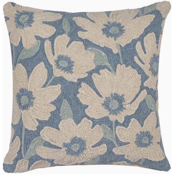 Xavier Home Intricate Embroidery Cotton Floral Cushion Blue-Off White - Image 4