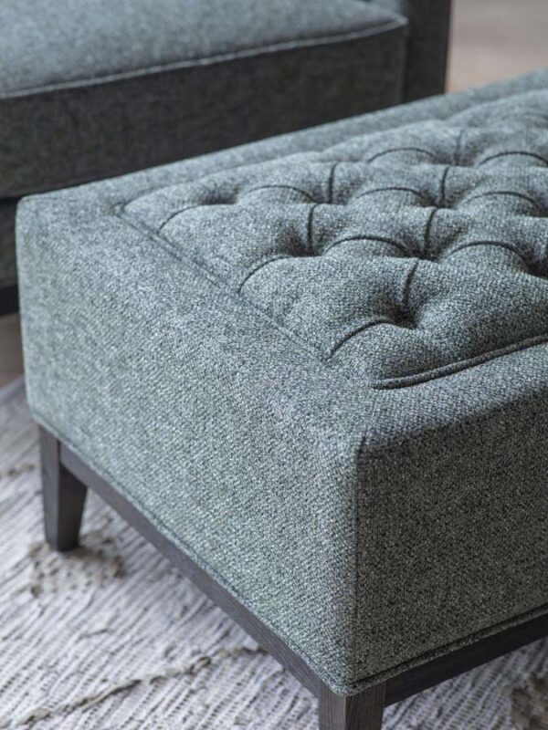 Libra Interiors Theodore Buttoned Stool Forest Green - Image 3