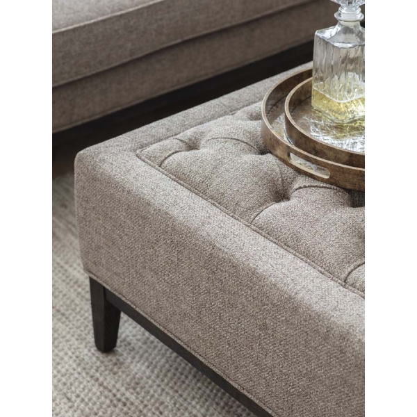 Libra Interiors Theodore Buttoned XL Ottoman Dark Taupe - Image 3