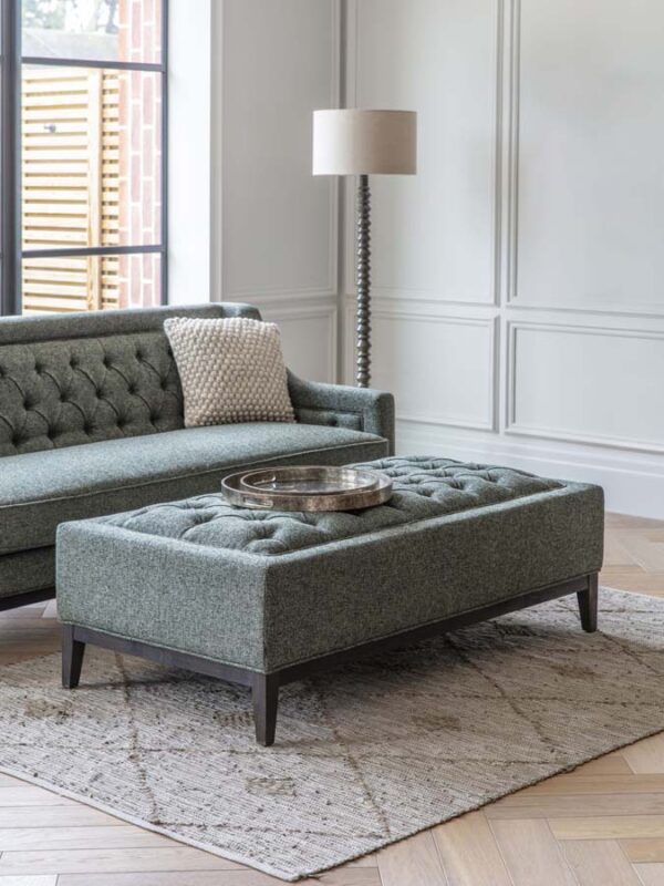Libra Interiors Theodore Buttoned XL Ottoman Forest Green