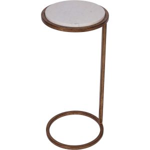 Libra Interiors Iota Accent Table White Banswara Marble
