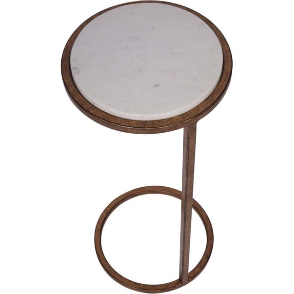 Libra Interiors Iota Accent Table White Banswara Marble - Image 4