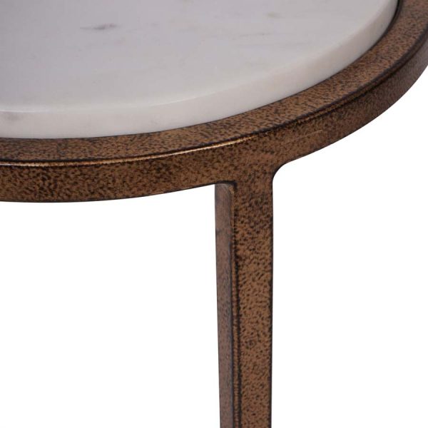 Libra Interiors Iota Accent Table White Banswara Marble - Image 6