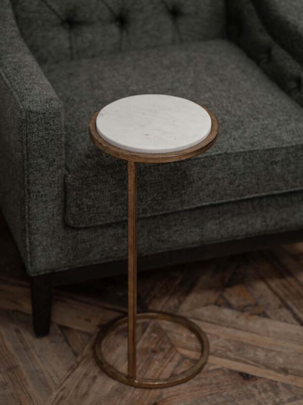 Libra Interiors Iota Accent Table White Banswara Marble - Image 7