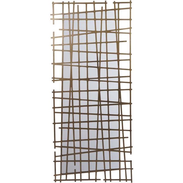 Libra Interiors Lattice Wall Decor Mirror Brass Finish