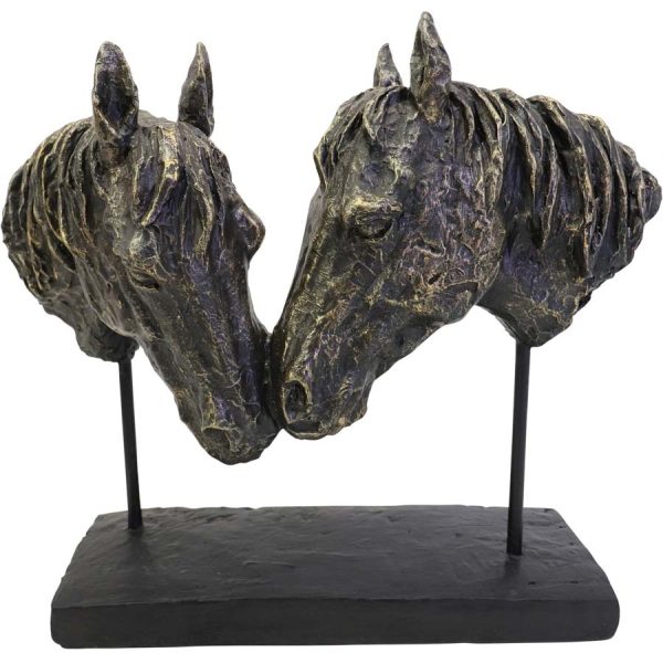 Libra Interiors Nuzzling Bay Horse Heads Sculpture
