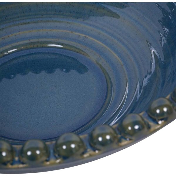 Libra Interiors Mediterranean Reactive Glaze Ceramic Bowl Blue Green - Image 6