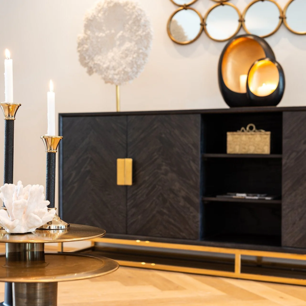 Richmond Interiors Blackbone 4 Door Sideboard - Black - Image 5