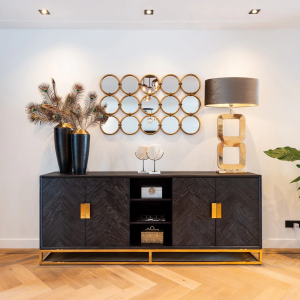 Richmond Interiors Blackbone 4 Door Sideboard - Black