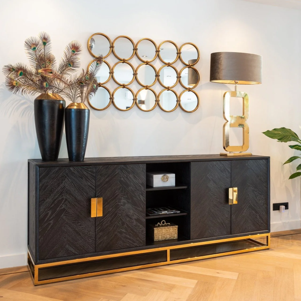 Richmond Interiors Blackbone 4 Door Sideboard - Black - Image 4