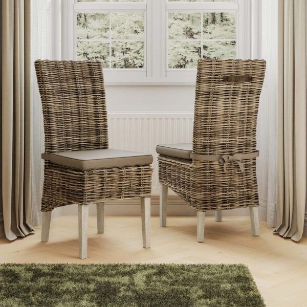 Rowico Maya Rattan Pair of Dining Chairs – Light Legs
