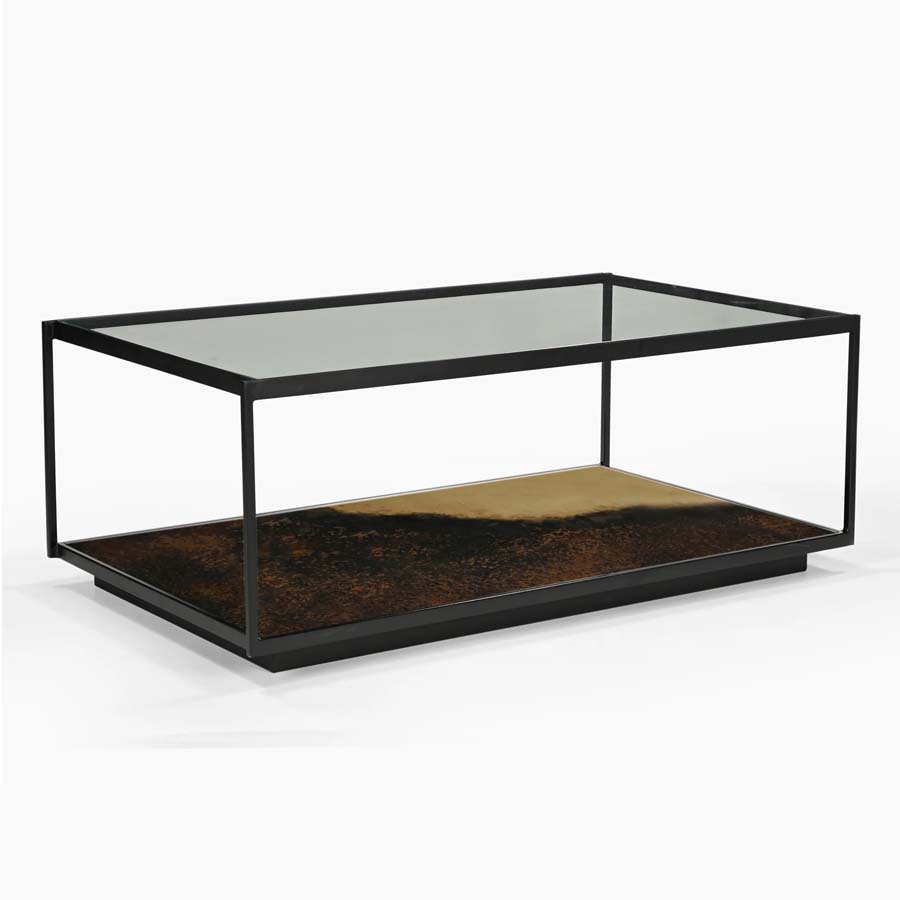 Xavier Home Orbit Iron Coffee Table With Glass Top